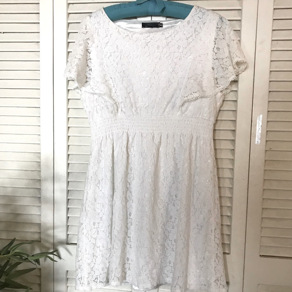 Bacci White Lace Dress sz XL